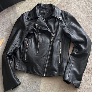 Zara Women (M) Black Leather Biker Jacket